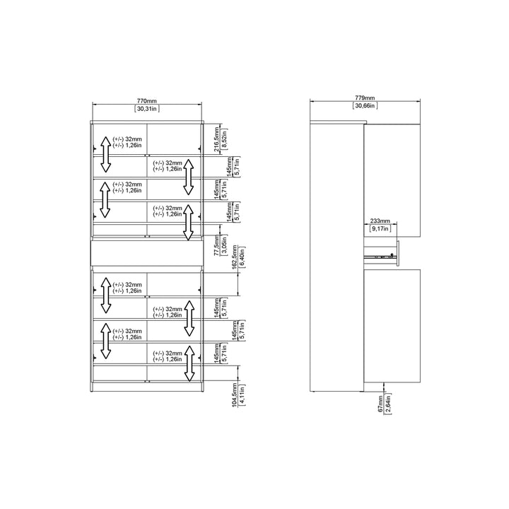 Naia Shoe Cabinet with 4 Doors + 1 Drawer - TidySpaces