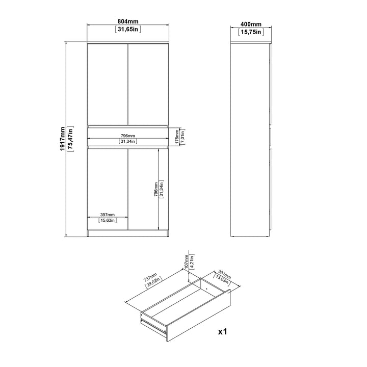 Naia Shoe Cabinet with 4 Doors + 1 Drawer - TidySpaces