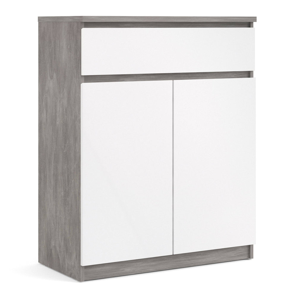 Naia Sideboard 1 Drawer 2 Doors in Concrete and White High Gloss - TidySpaces