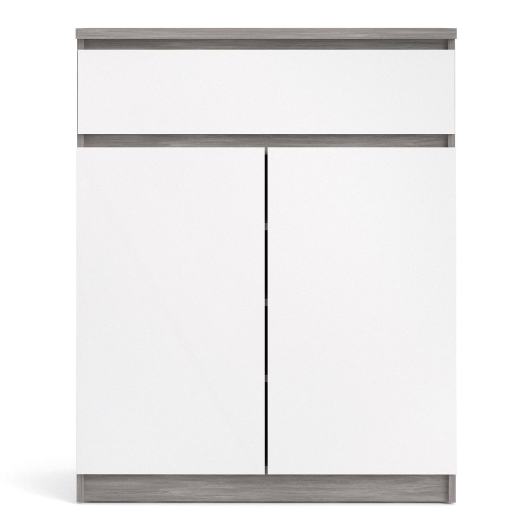 Naia Sideboard 1 Drawer 2 Doors in Concrete and White High Gloss - TidySpaces