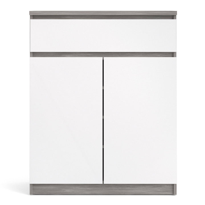 Naia Sideboard 1 Drawer 2 Doors in Concrete and White High Gloss - TidySpaces