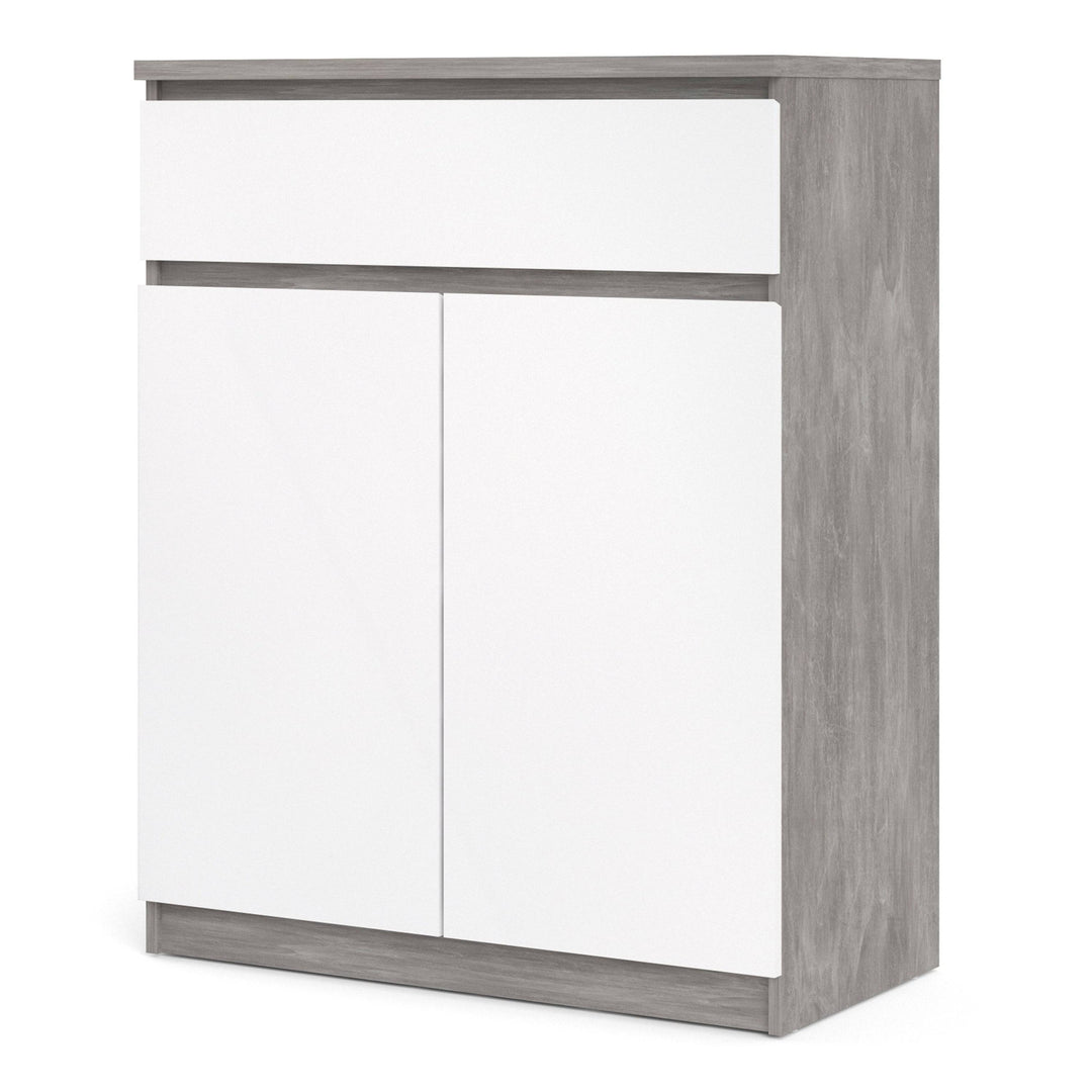 Naia Sideboard 1 Drawer 2 Doors in Concrete and White High Gloss - TidySpaces