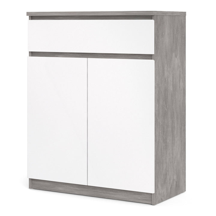 Naia Sideboard 1 Drawer 2 Doors in Concrete and White High Gloss - TidySpaces