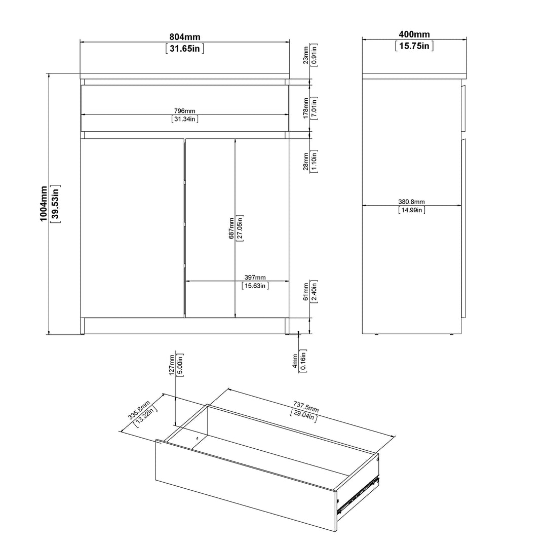 Naia Sideboard  1 Drawer 2 Doors in Jackson Hickory Oak - TidySpaces