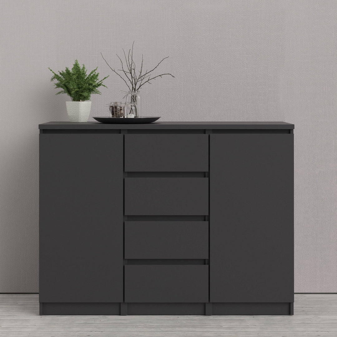 Naia Sideboard - 4 Drawers 2 Doors in Black Matt - TidySpaces