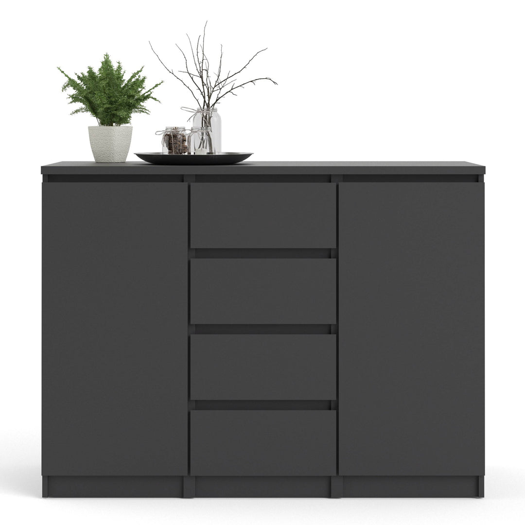 Naia Sideboard - 4 Drawers 2 Doors in Black Matt - TidySpaces