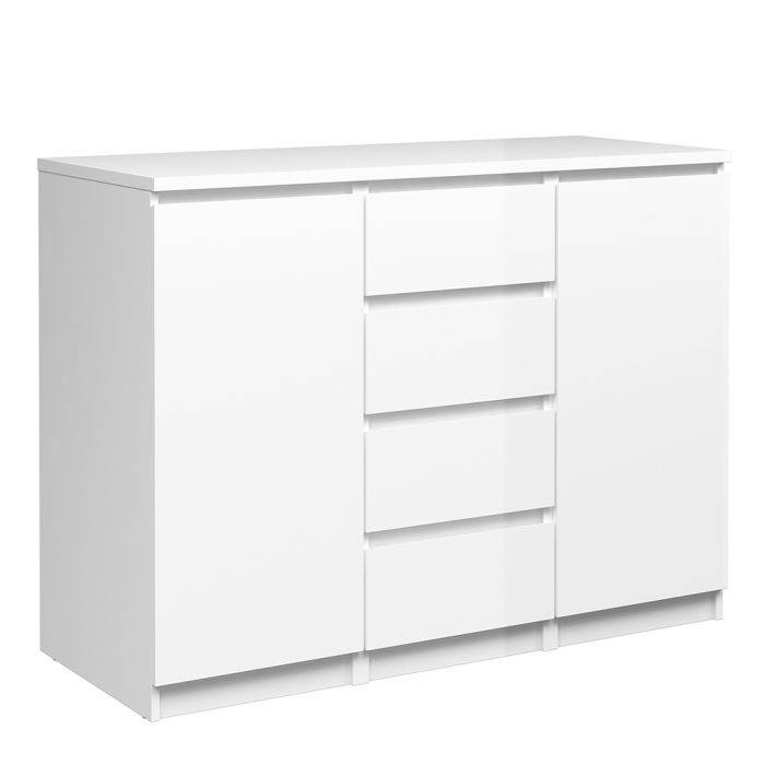 Naia Sideboard - 4 Drawers 2 Doors in White High Gloss - TidySpaces