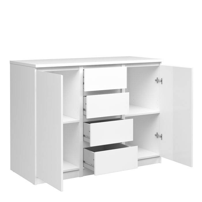 Naia Sideboard - 4 Drawers 2 Doors in White High Gloss - TidySpaces