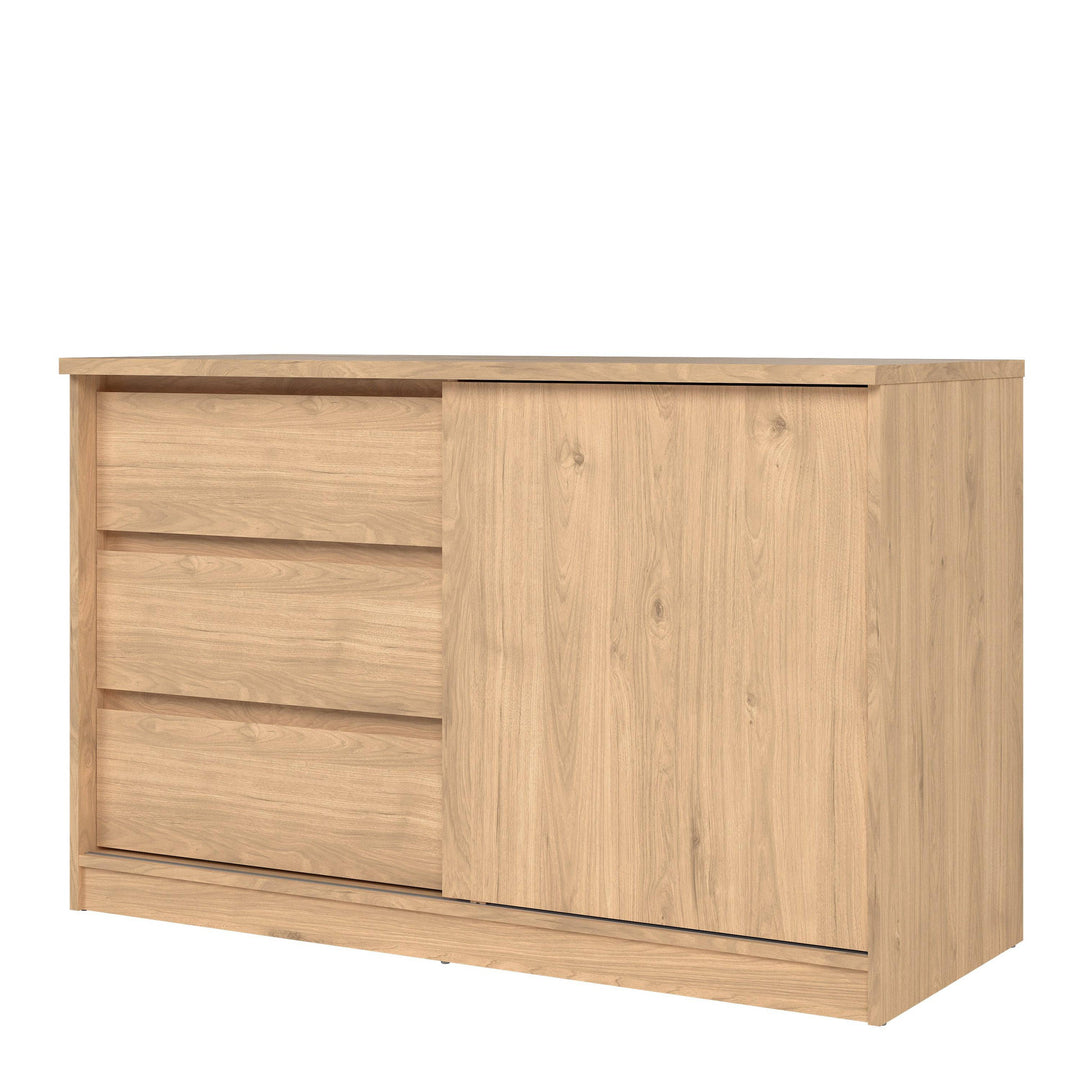 Naia Storage Unit with 1 Sliding Door and 3 Drawers in Jackson Hickory Oak