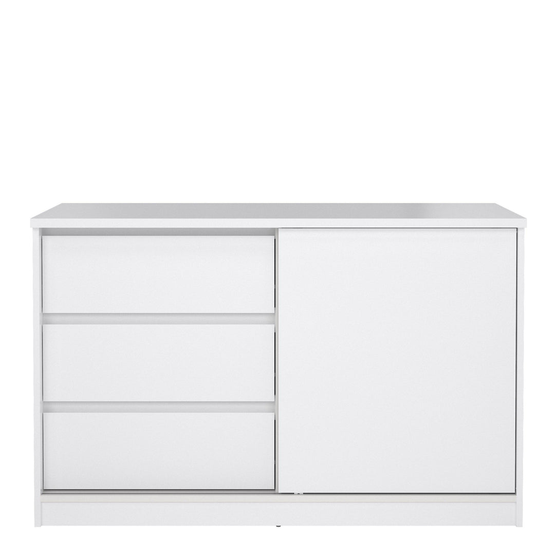 Naia Storage Unit with 1 Sliding Door and 3 Drawers in White High Gloss