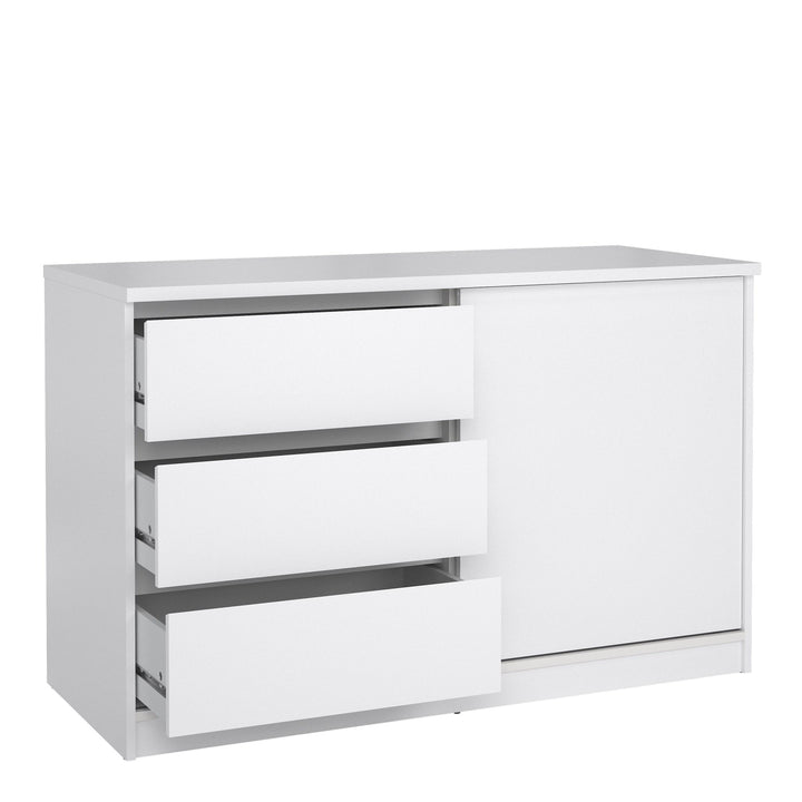 Naia Storage Unit with 1 Sliding Door and 3 Drawers in White High Gloss