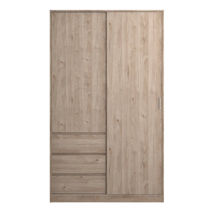 Naia Wardrobe with 1 Sliding door + 1 door + 3 drawers in Oak structure Jackson Hickory - TidySpaces