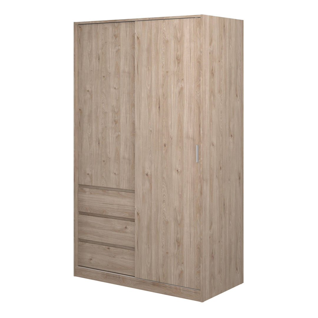 Naia Wardrobe with 1 Sliding door + 1 door + 3 drawers in Oak structure Jackson Hickory - TidySpaces