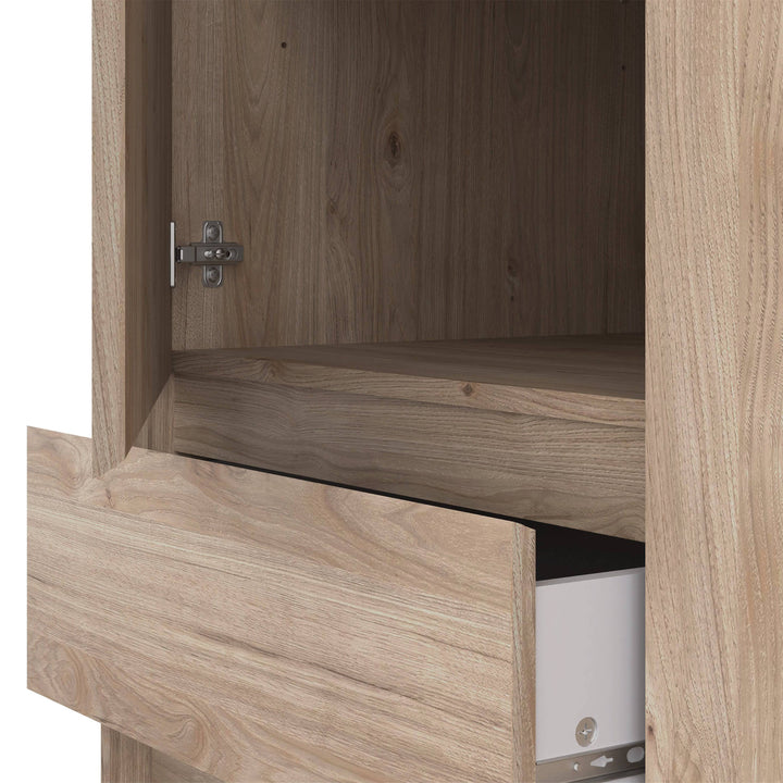 Naia Wardrobe with 1 Sliding door + 1 door + 3 drawers in Oak structure Jackson Hickory - TidySpaces