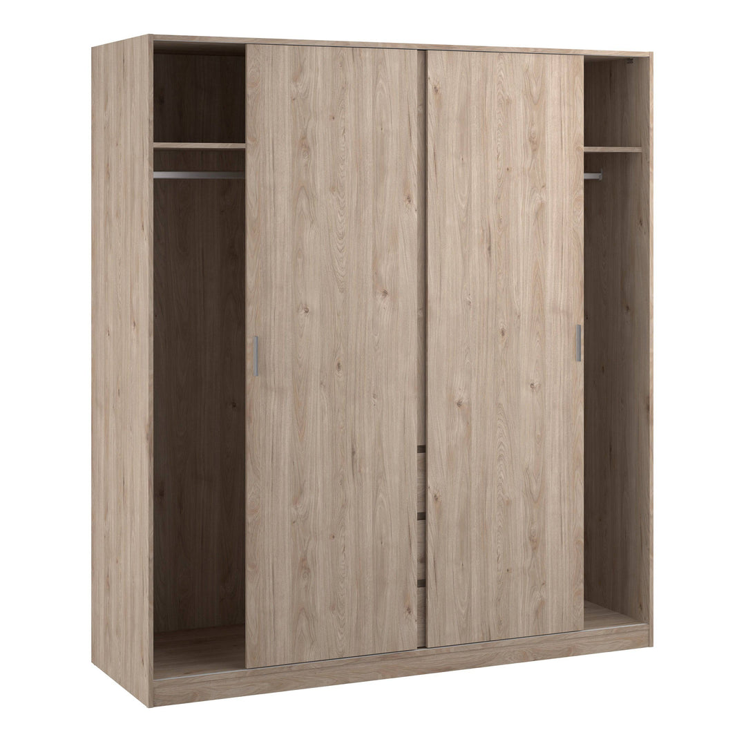 Naia Wardrobe with 2 sliding doors + 1 door + 3 drawers in Oak structure Jackson Hickory - TidySpaces