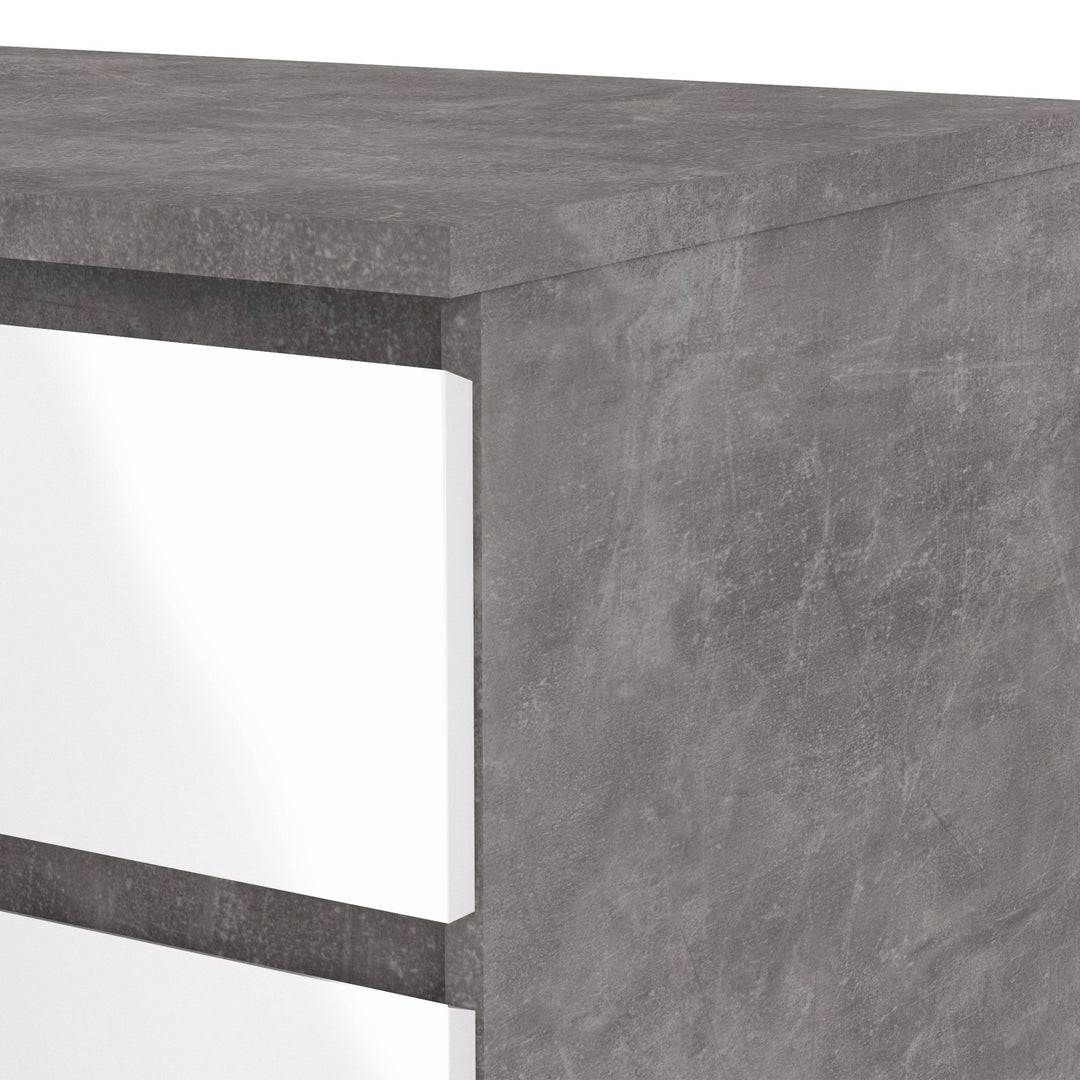 Naia Wide Chest of 6 Drawers (3+3) in Concrete and White High Gloss - TidySpaces