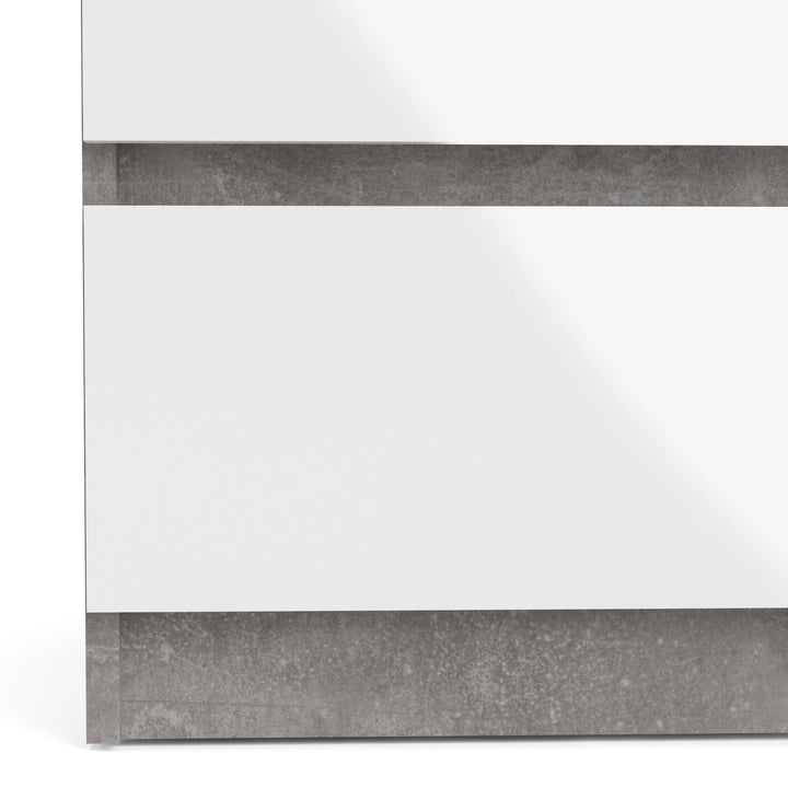 Naia Wide Chest of 6 Drawers (3+3) in Concrete and White High Gloss - TidySpaces