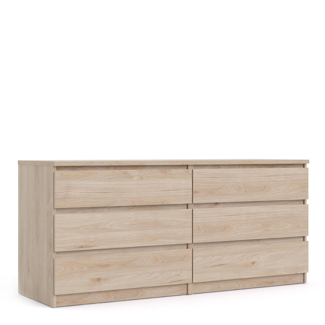 Naia Wide Chest of 6 Drawers (3+3) in Jackson Hickory Oak - TidySpaces