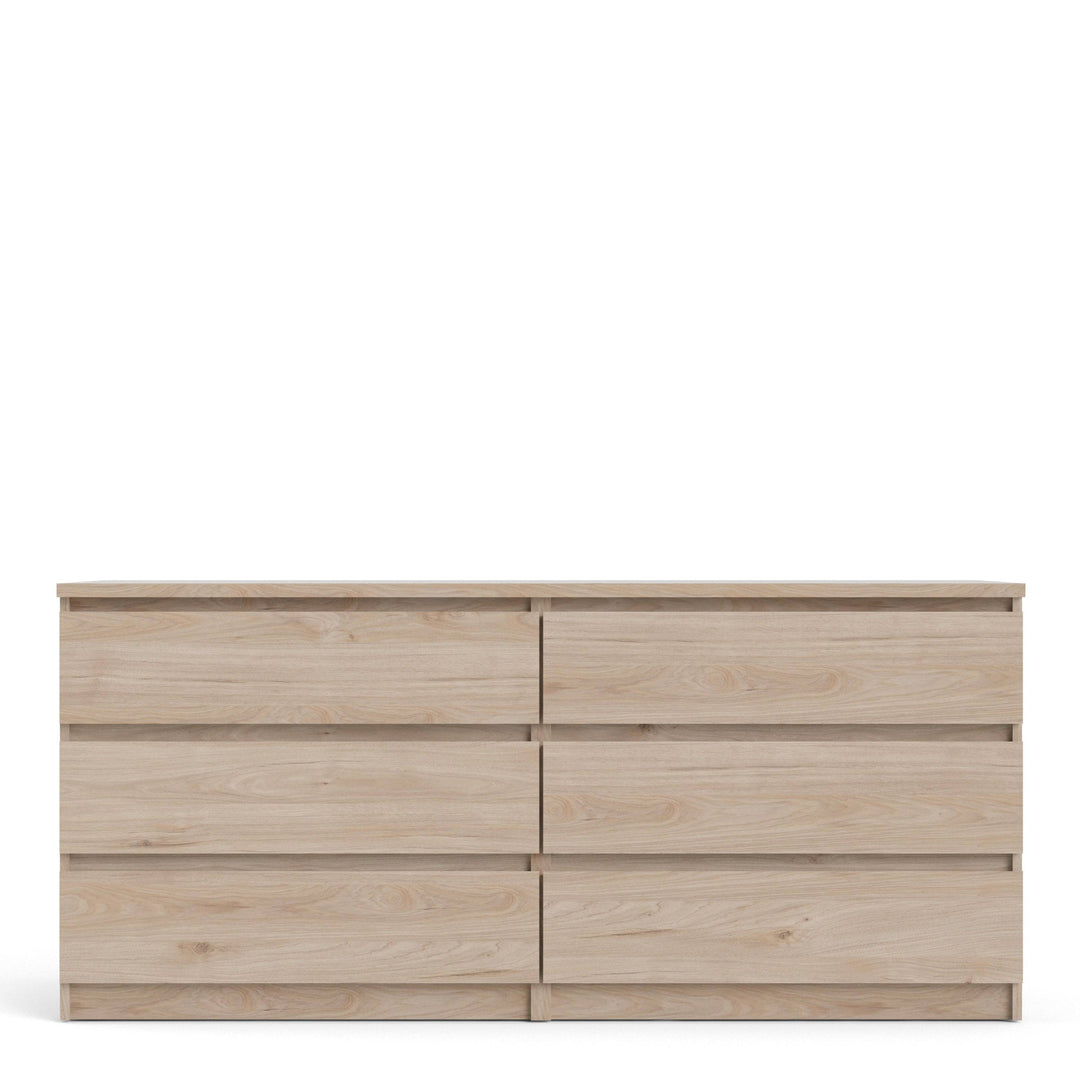 Naia Wide Chest of 6 Drawers (3+3) in Jackson Hickory Oak - TidySpaces