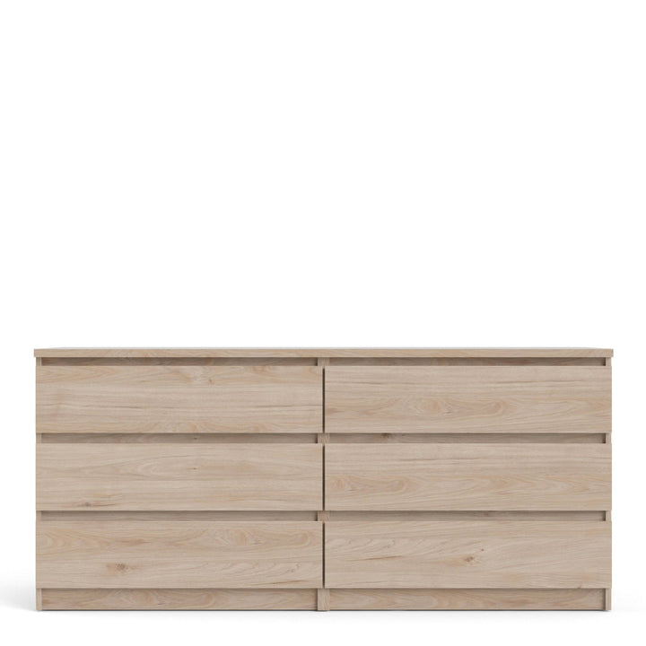 Naia Wide Chest of 6 Drawers (3+3) in Jackson Hickory Oak - TidySpaces