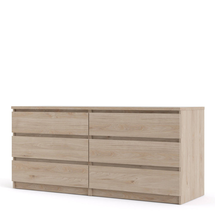 Naia Wide Chest of 6 Drawers (3+3) in Jackson Hickory Oak - TidySpaces