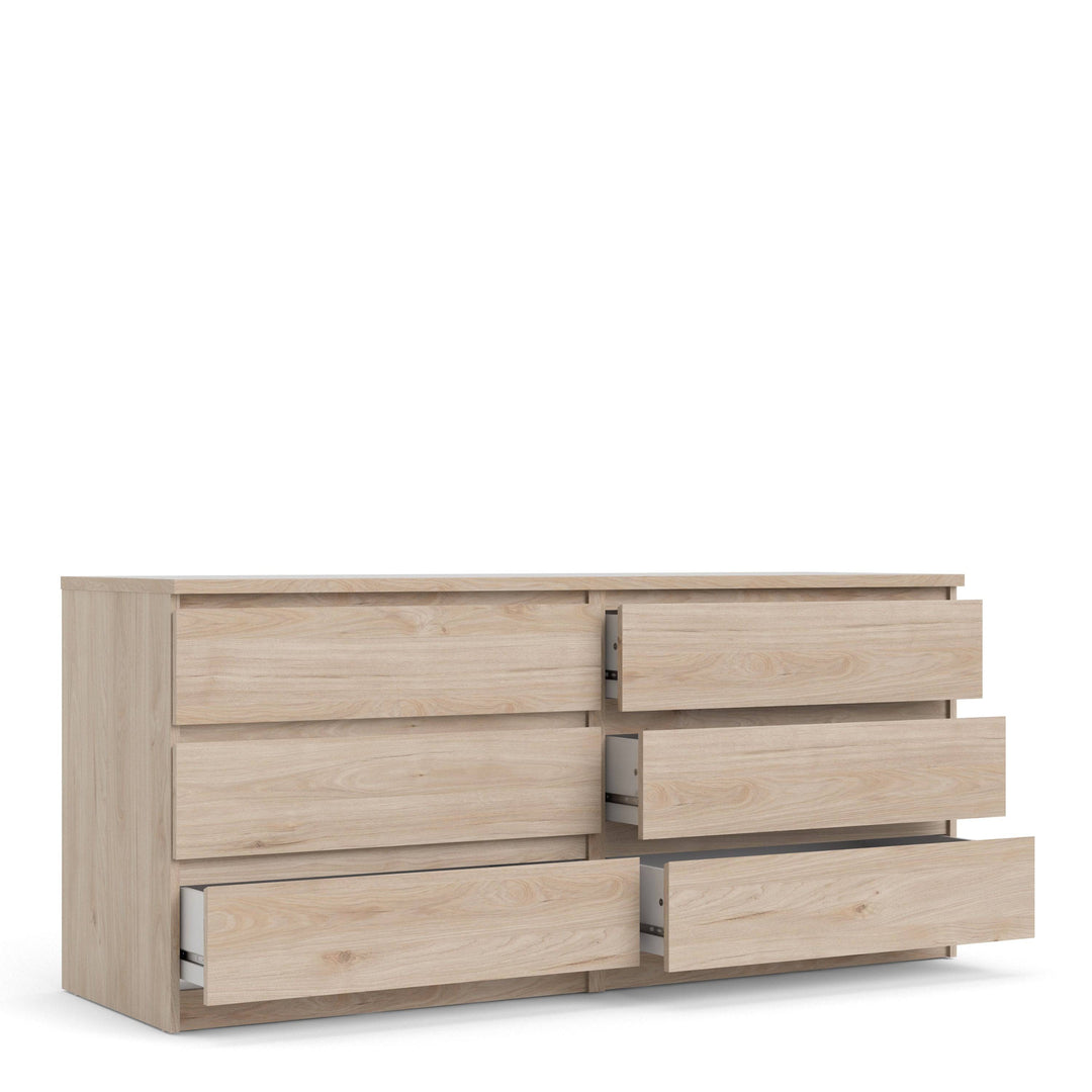 Naia Wide Chest of 6 Drawers (3+3) in Jackson Hickory Oak - TidySpaces