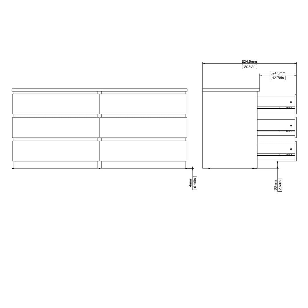 Naia Wide Chest of 6 Drawers (3+3) in Jackson Hickory Oak - TidySpaces