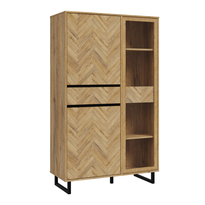 Nikomedes Display Cabinet in Spica Oak/Matt Black/Bartex Oak - TidySpaces