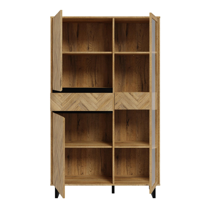 Nikomedes Display Cabinet in Spica Oak/Matt Black/Bartex Oak - TidySpaces