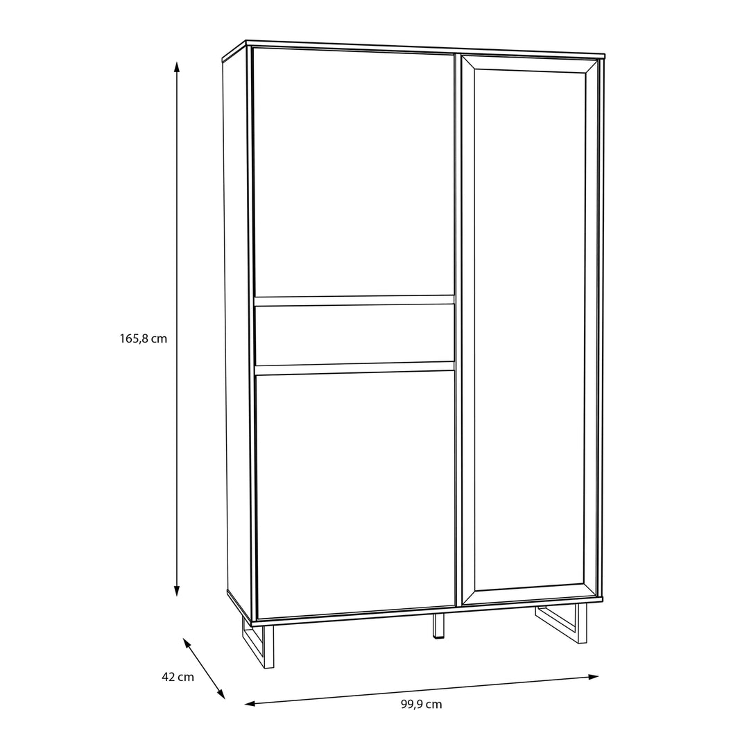 Nikomedes Display Cabinet in Spica Oak/Matt Black/Bartex Oak - TidySpaces