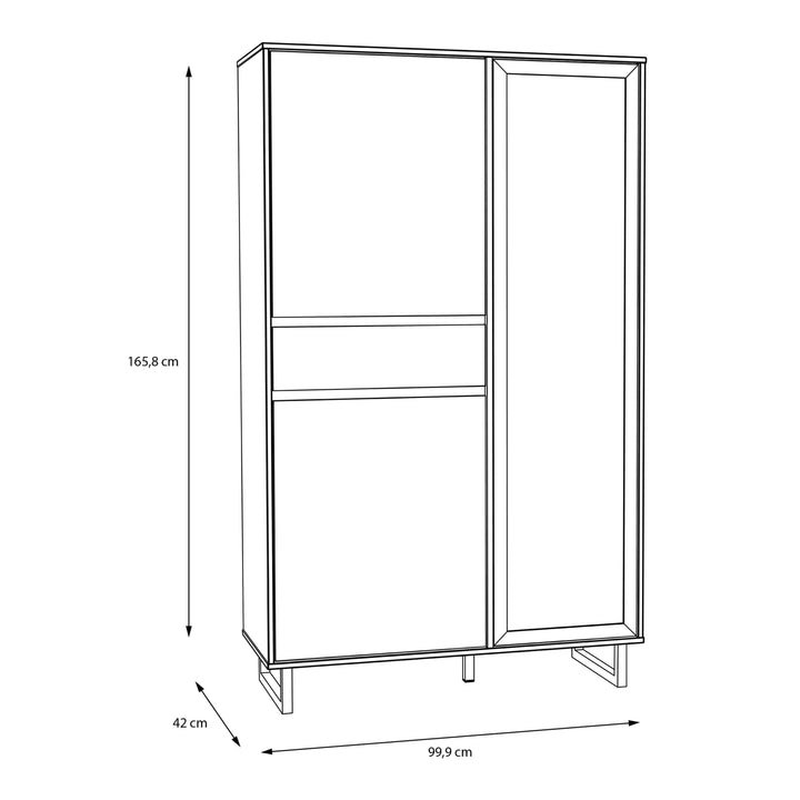 Nikomedes Display Cabinet in Spica Oak/Matt Black/Bartex Oak - TidySpaces