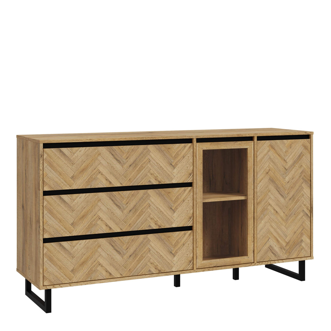 Nikomedes Sideboard in Spica Oak/Matt Black/Bartex Oak - TidySpaces