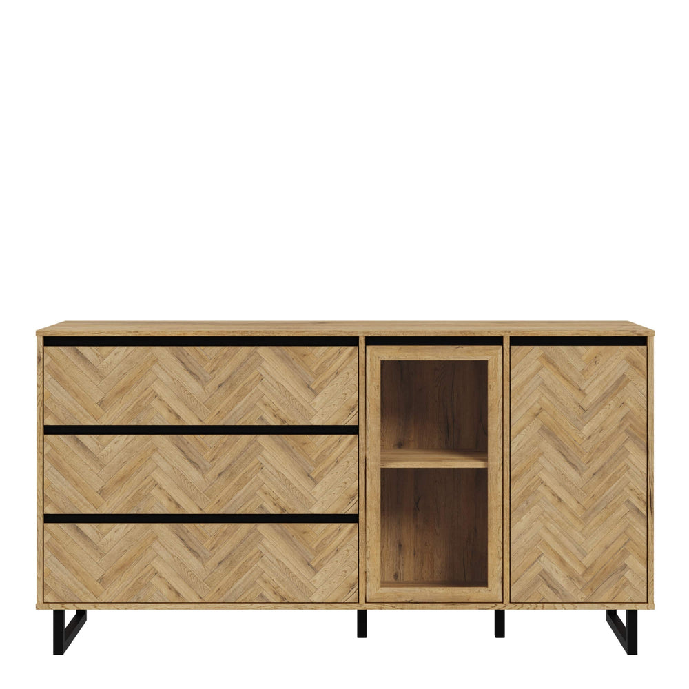 Nikomedes Sideboard in Spica Oak/Matt Black/Bartex Oak - TidySpaces