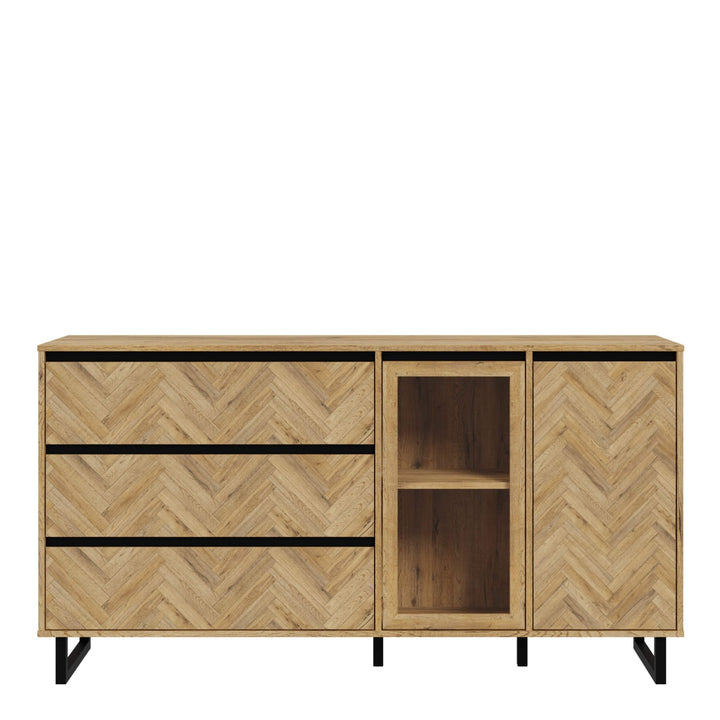 Nikomedes Sideboard in Spica Oak/Matt Black/Bartex Oak - TidySpaces