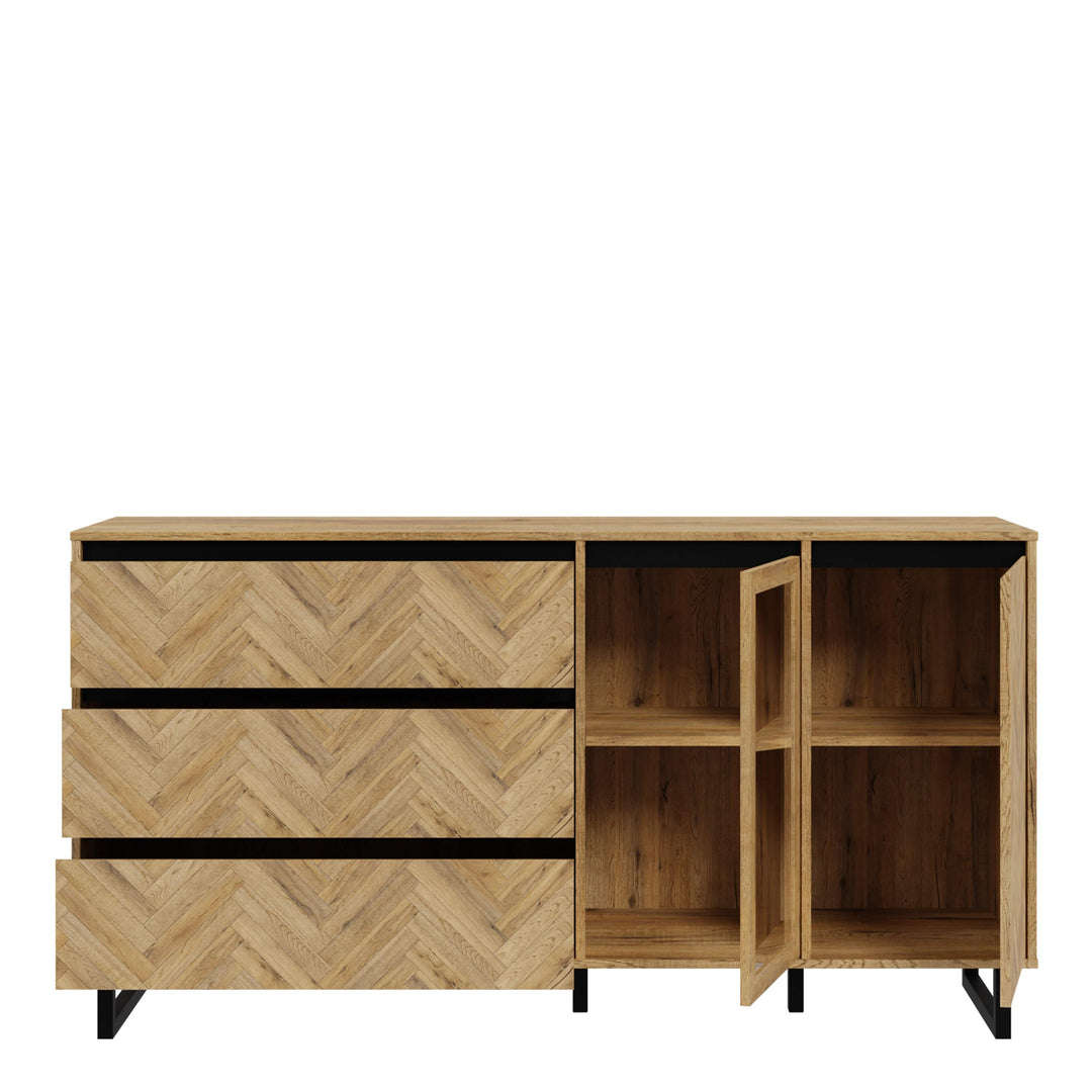 Nikomedes Sideboard in Spica Oak/Matt Black/Bartex Oak - TidySpaces