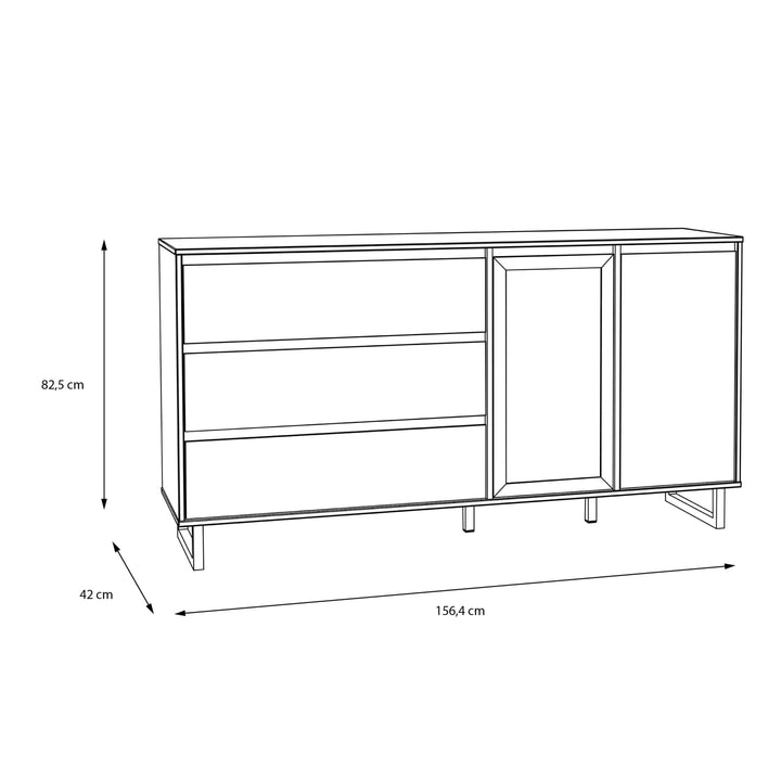 Nikomedes Sideboard in Spica Oak/Matt Black/Bartex Oak - TidySpaces