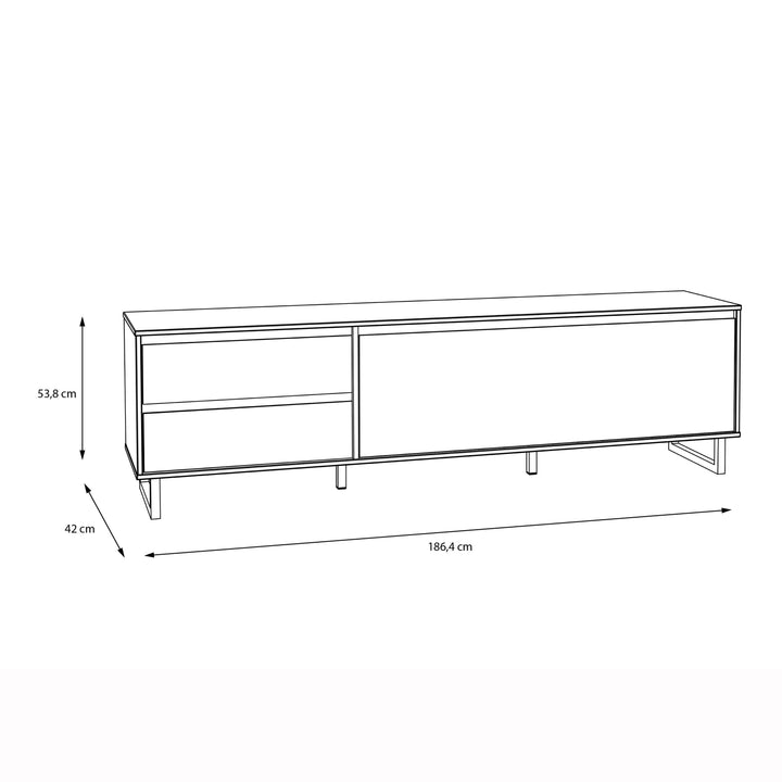 Nikomedes TV Unit  in Spica Oak/Matt Black/Bartex Oak - TidySpaces