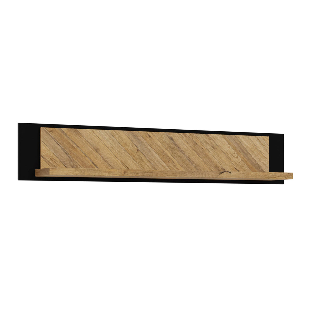 Nikomedes Wall shelf in Spica Oak/Matt Black/Bartex Oak - TidySpaces