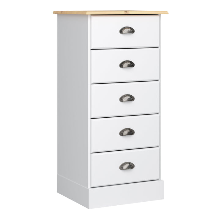 Nola 5 Drawer Chest White & Pine - TidySpaces