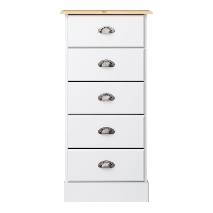 Nola 5 Drawer Chest White & Pine - TidySpaces