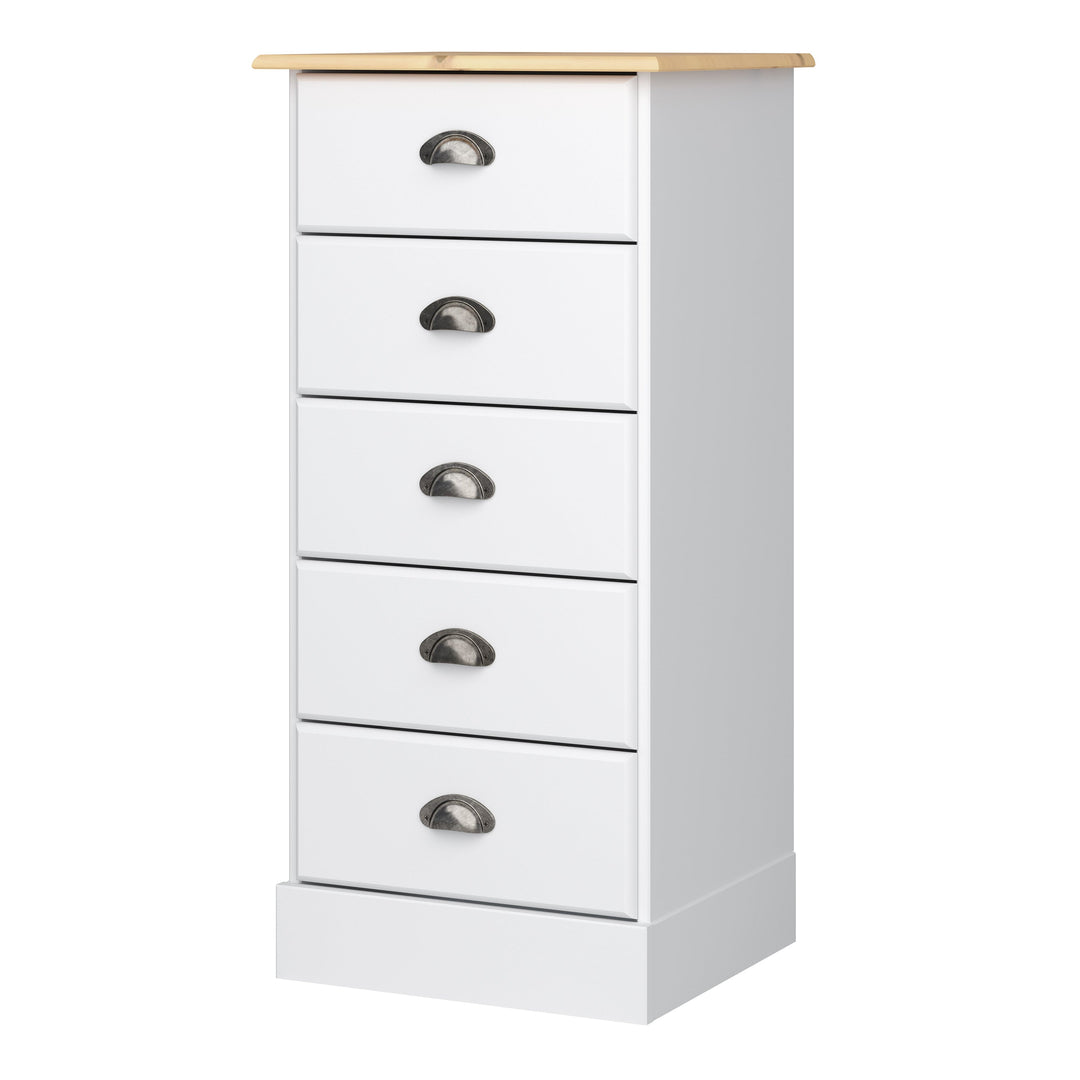 Nola 5 Drawer Chest White & Pine - TidySpaces