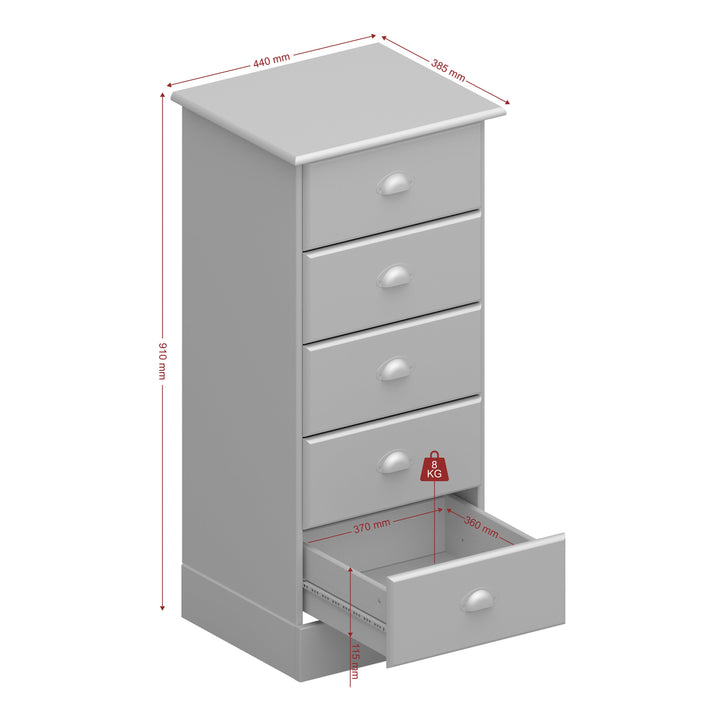 Nola 5 Drawer Chest White & Pine - TidySpaces