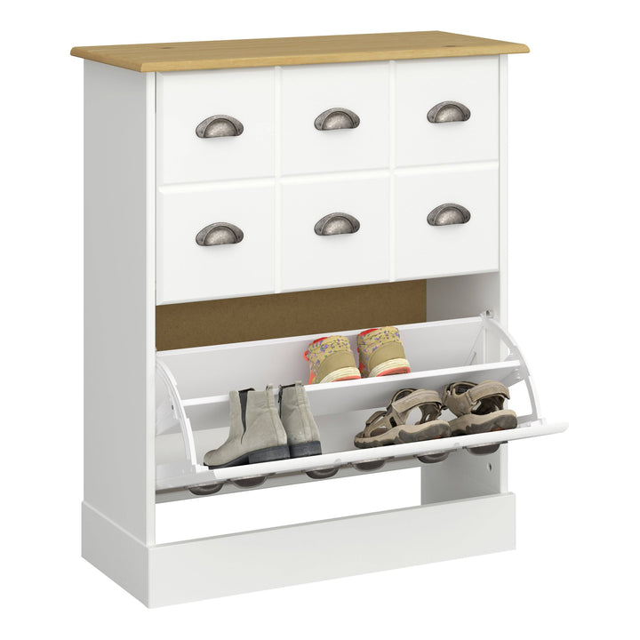 Nola Shoe Cabinet White & Pine - TidySpaces