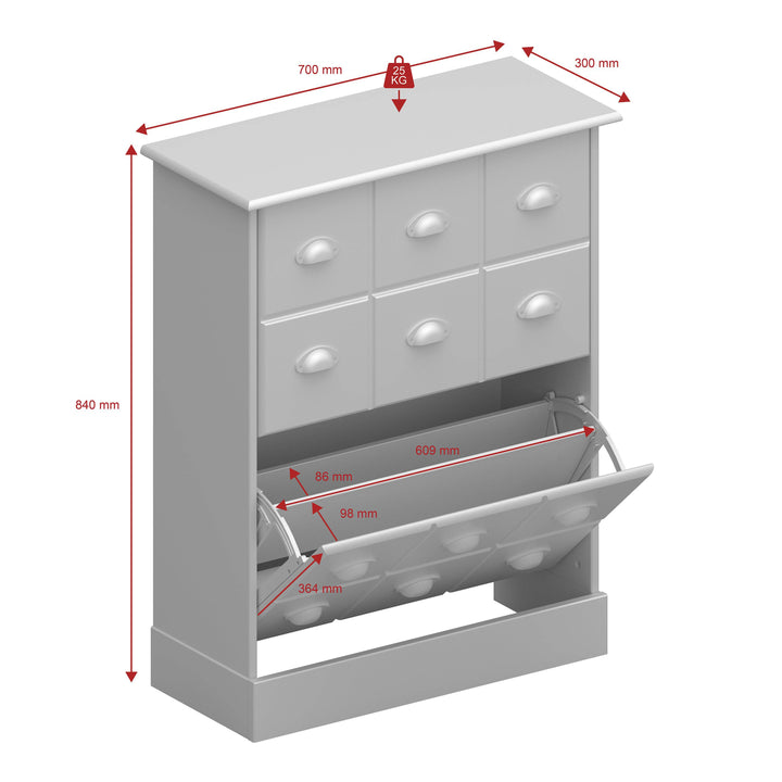 Nola Shoe Cabinet White & Pine - TidySpaces