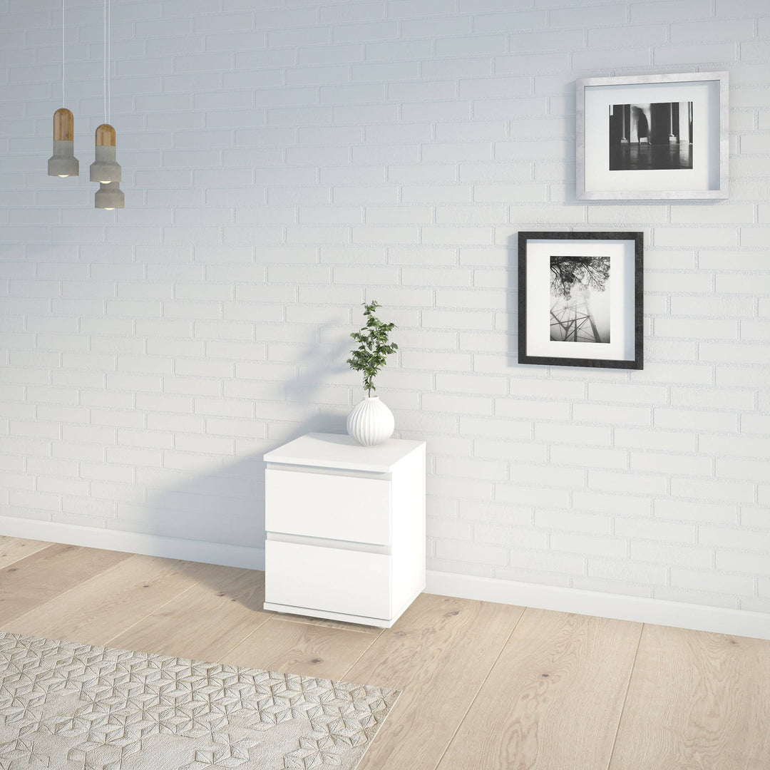 Nova Bedside 2 Drawer in White - TidySpaces