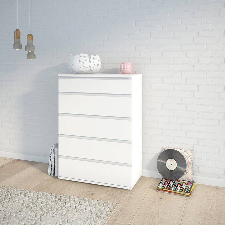 Nova Chest of 5 Drawers in White - TidySpaces