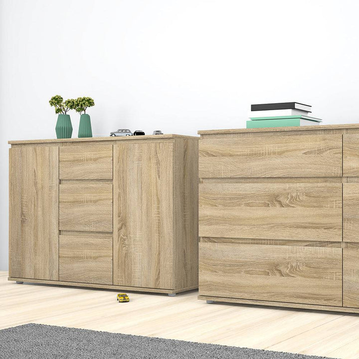 Nova Sideboard - 3 Drawers 2 Doors in Oak - TidySpaces