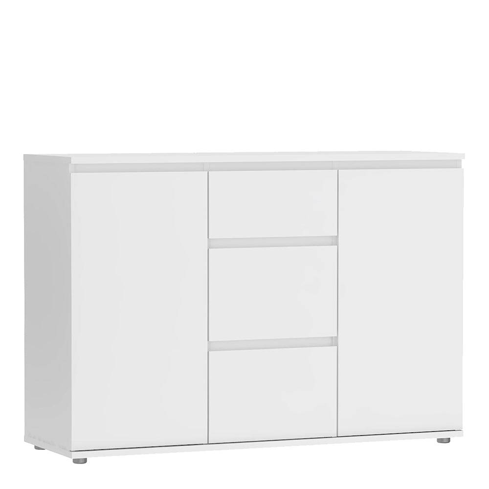 Nova Sideboard - 3 Drawers 2 Doors in White - TidySpaces