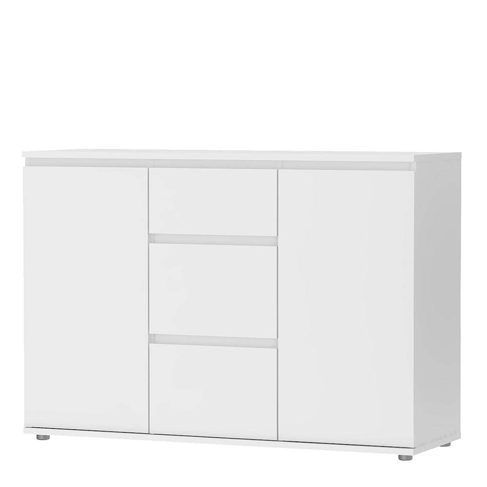 Nova Sideboard - 3 Drawers 2 Doors in White - TidySpaces