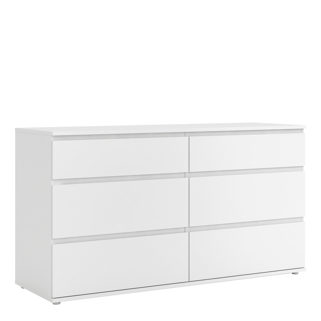 Nova Wide Chest of 6 Drawers (3+3) in White - TidySpaces